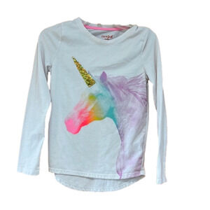 Cat & Jack Rainbow Unicorn Flip Sequin Long Sleeve Tee Shirt